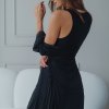 DSC_9583 Нічна сорочка чорна з чорним мереживом жіноча Нью Йорк